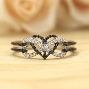 Intertwined Heart and Infinity Symbol Ring